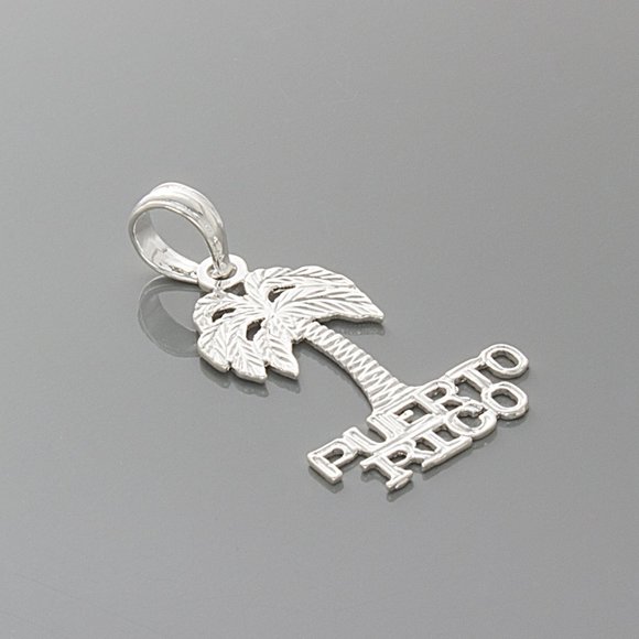 Million Charms 925 Sterling Silver Travel Charm, Puerto Rico under Palm Tree - Picture 3 of 6